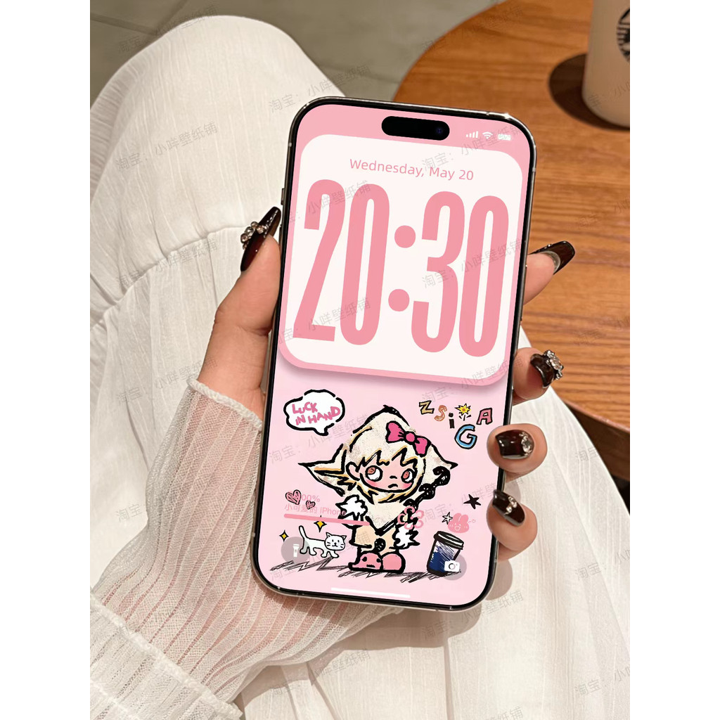 357 | IOS26 Sister Gazi Zsiga Cherry Blossom สีชมพู | วอลเปเปอร์น้องสาว Gazi