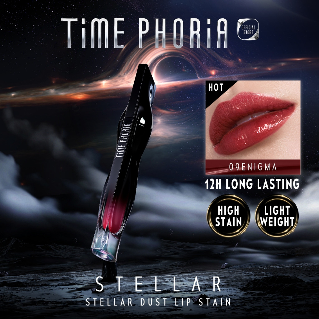 TIME PHORIA - STELLAR DUST LIP STAIN 5ML Lip Tint ลิปสติกลิปกลอสกันน้ําติดทนนาน Lippie