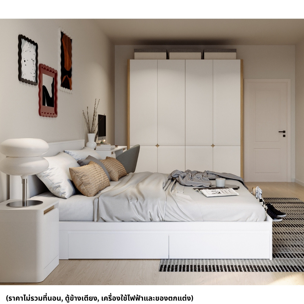 Koncept Furniture ชุดห้องนอน 6 ฟุต รุ่น Kaze สีขาว แบรนด์ KONCEPT FURNITURE