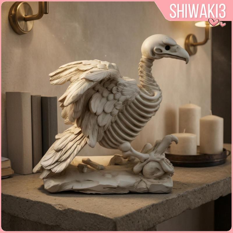 [Shiwaki3] Vulture Skeleton Sculpture Skeletal Vulture Skeleton Spooky Tabletop สําหรับ Mantel, ชั้น