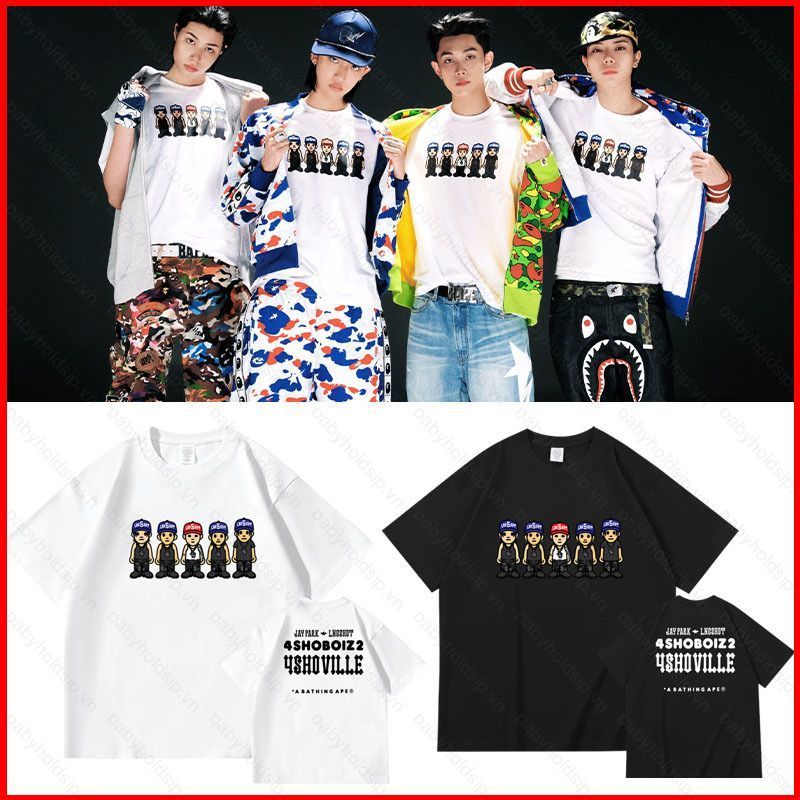 BS1 LNGSHOT Jay Park คอกลมแขนสั้นผู้หญิงหลวม K-Pop OHYULJIN WOO เสื้อยืด SB1