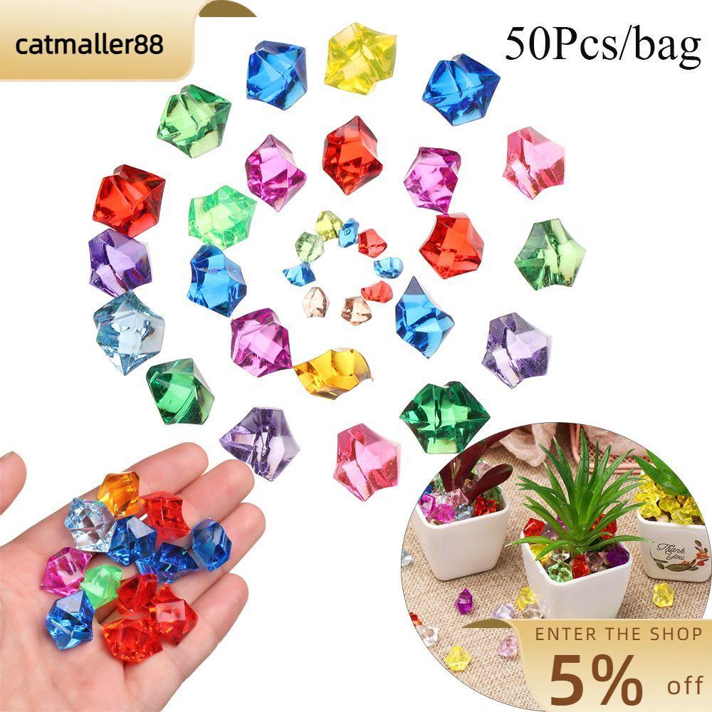 CATMALLER88 50 ชิ้น/ถุงคริสตัลก้อนน้ําแข็งศิลปะที่มีสีสัน Fish Tank Decor Aquarium ภูมิทัศน์ Cobbles