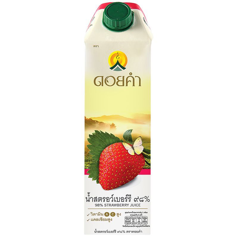 ดอยคำน้ำสตรอเบอร์รี่ 98เปอร์เซ็นต์ 1000มล. Doikham Strawberry Juice 98percent 1000ml. [หมายเลขบาร์โค้ด 8850773510310]
