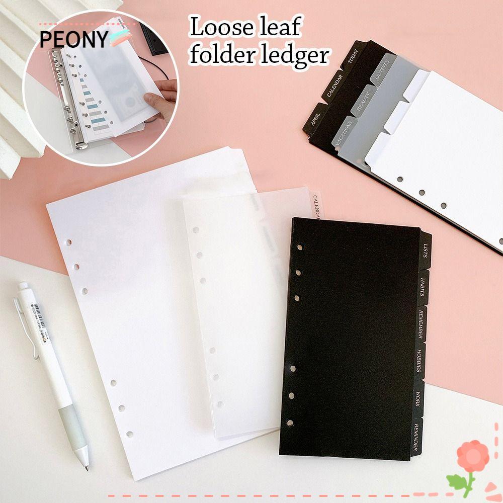 PEONYPAVILION Page Classification Separator, A5 A6 Page Notebook Separator Paper Index, สีดําสีขาว 6