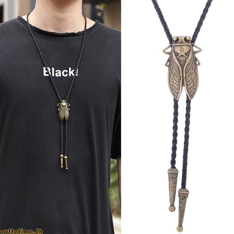 Time Cicada Shoestring เนคไท Bolo Tie Rodeo คาวบอย Cicada เนคไทสร้อยคอตะวันตก