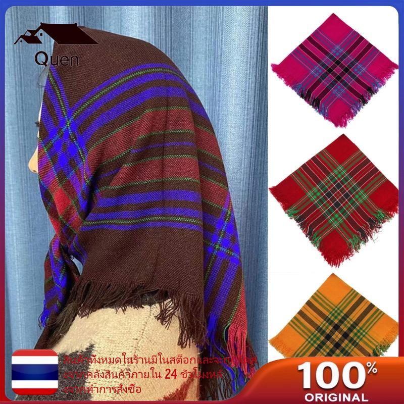Qeen ผ้าผูกคอผ้าพันคอลายหมากรุกอเนกประสงค์สําหรับผ้ารัดไหล่ฤดูหนาวเลดี้อาวุโส