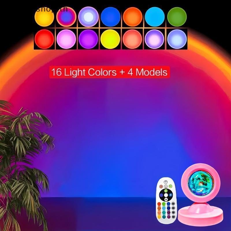 9cxsfoshop.th Vibrant Sunset Projection Light 16 RGB สี USB รีโมทคอนโทรล LED โคมไฟสําหรับระเบียงผ่อน