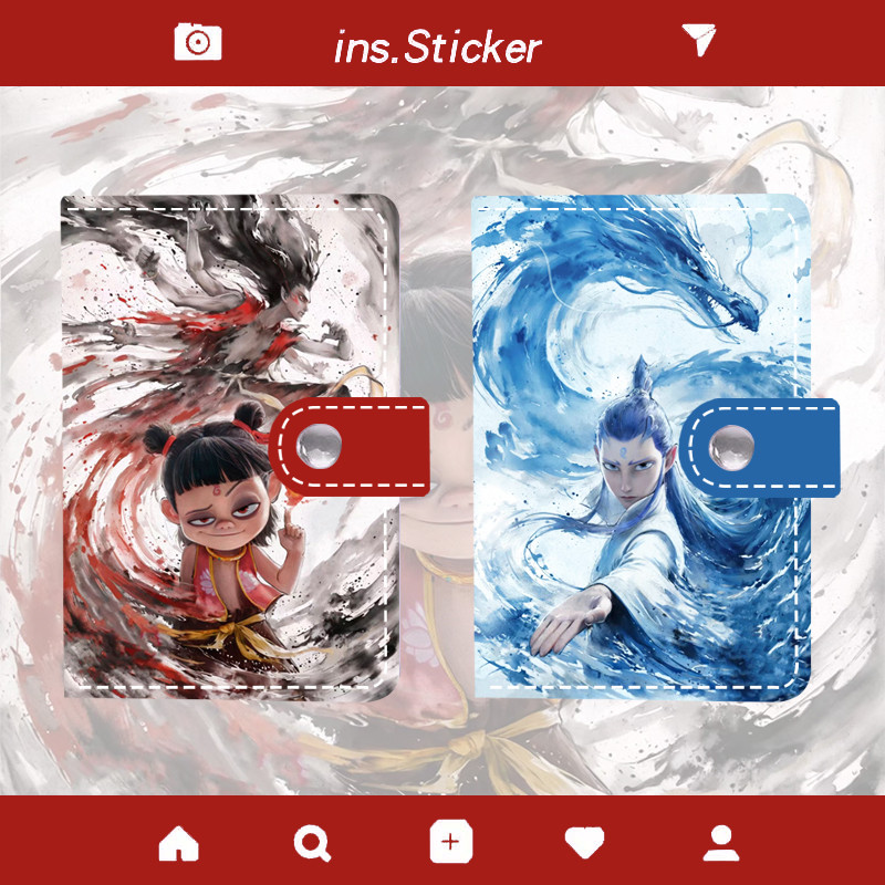 Nezha Ao Bing การ์ตูนผู้ถือบัตรหญิงที่ไม่ซ้ํากัน Niche ขนาดใหญ่-ความจุ Multi-Card Slot Ultra-Thin ขน