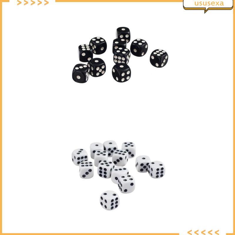 [Ususexa] 100 ทึบแสง D6 ลูกเต๋า 12 มม.ลูกเต๋าหกด้านสําหรับอุปกรณ์เสริม D&D RPG MTG สีดํา + สีขาว