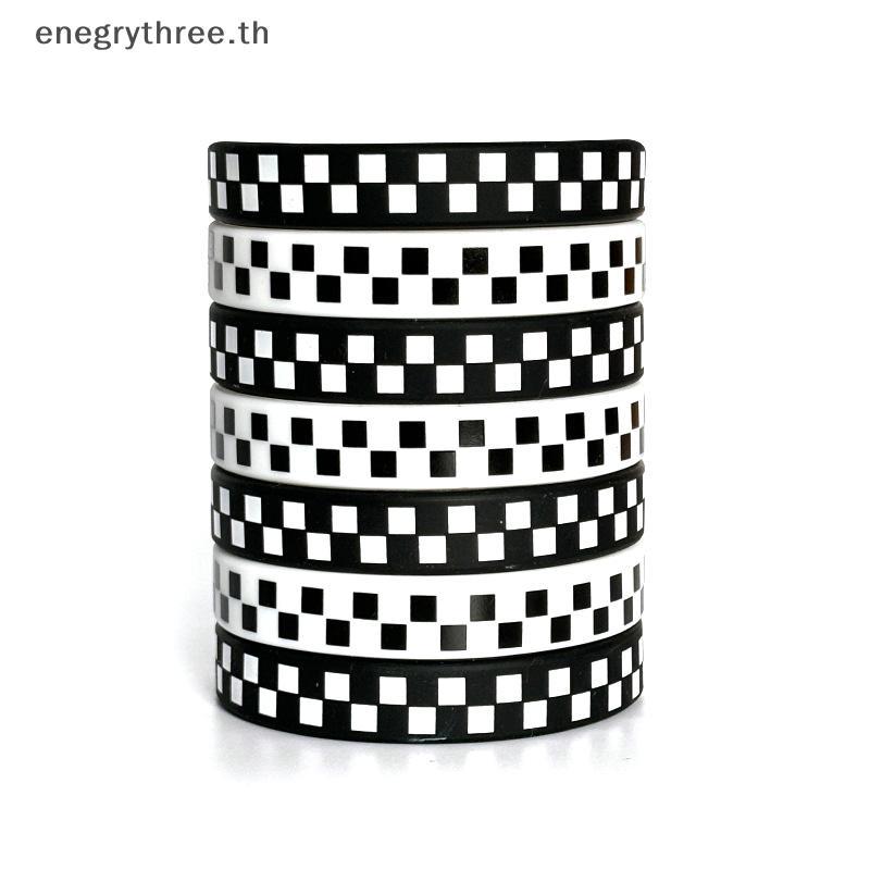 ไทย & แฟชั่นวินเทจคู่ลายสก๊อตสีขาวลายเชียร์สร้อยข้อมือซิลิโคนสายรัดข้อมือตกแต่งโปรดปรานการแข่งขันรถพรรคซัพพลาย.