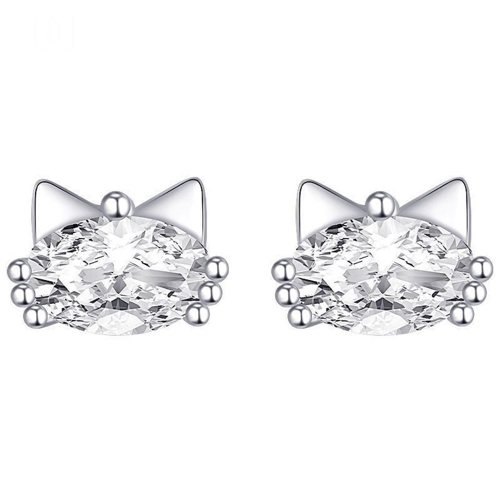 999 Silver Pin Cat Shape Stud ต่างหู
