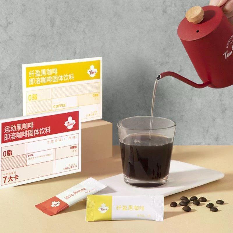 2026 สไตล์ใหม่ Tim Hortons Black Coffee Instant Pure Black Coffee Powder กีฬาสดชื่นบาร์กาแฟ 7 บาร์20