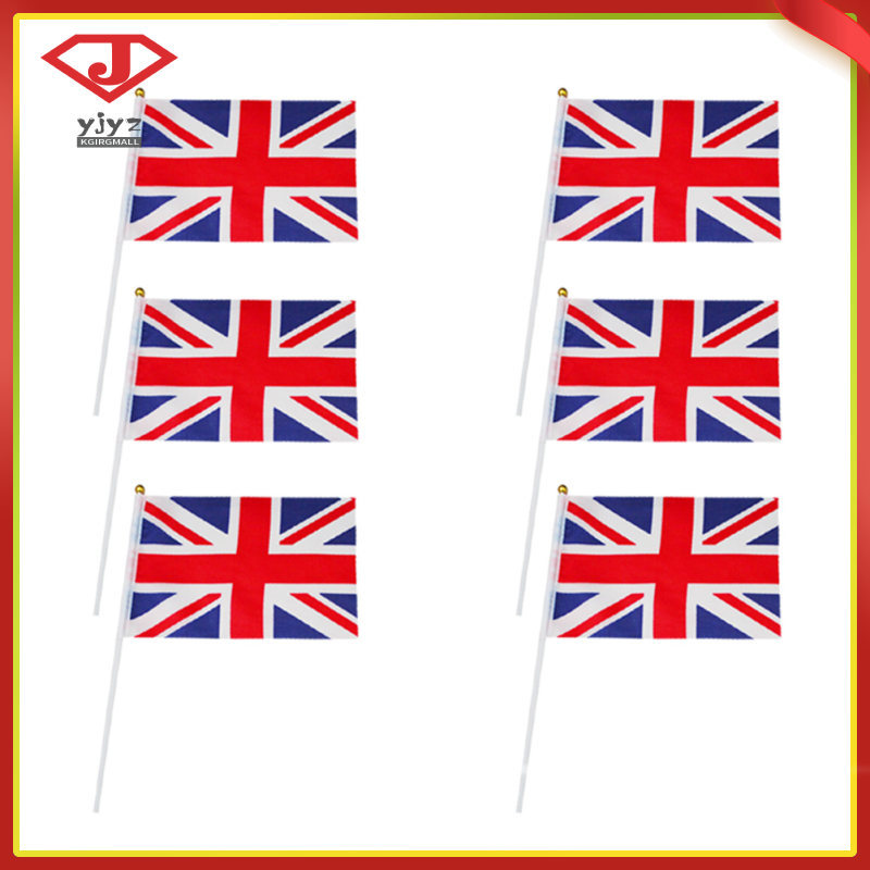 6 ชิ้นธงมือ Union Jack Flags สหราชอาณาจักร Uk yuanjingyouzhang