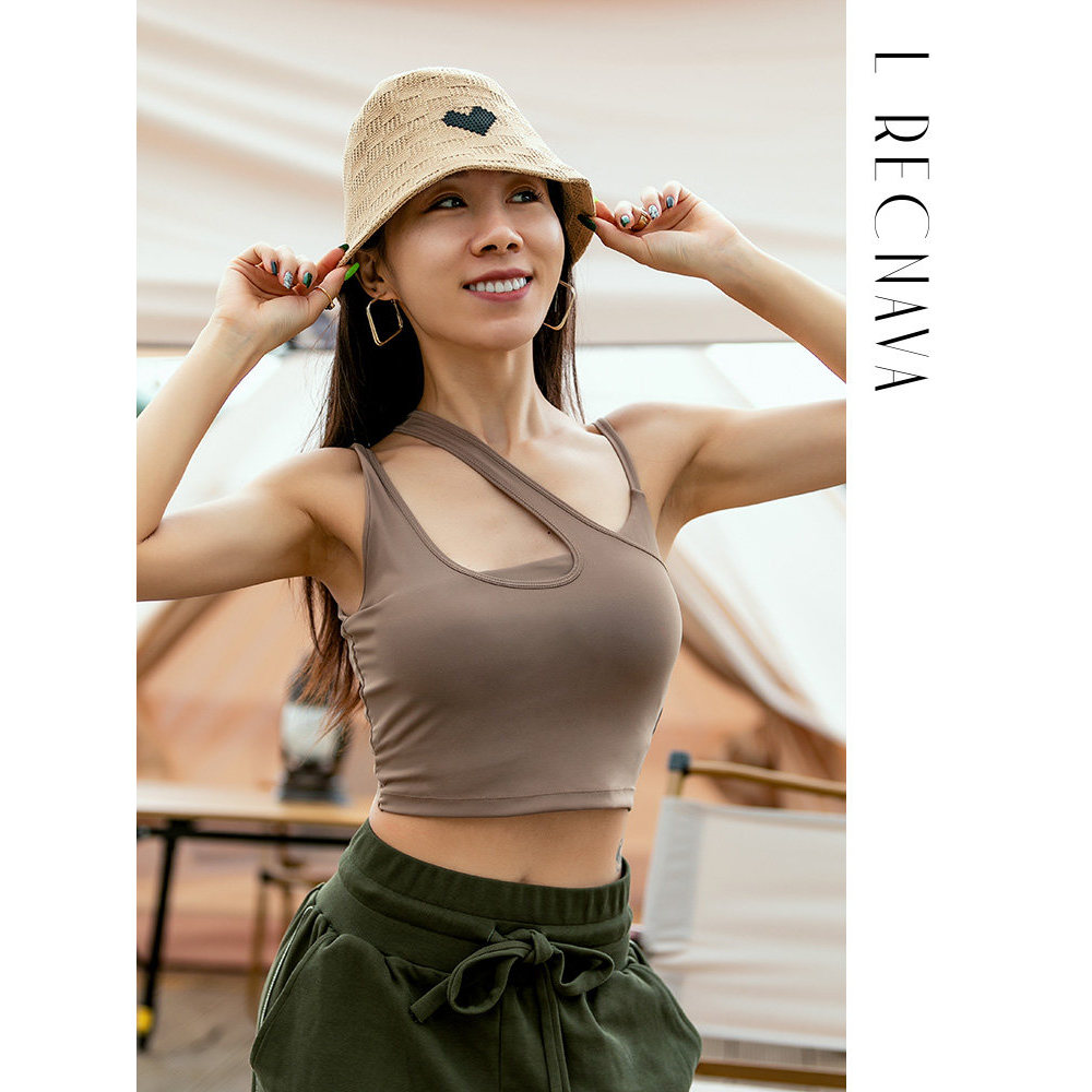 Recona Vest LRECNAVA ชุดชั้นในกีฬาผู้หญิงวิ่ง Gathering เสื้อกั๊กไม่สม่ําเสมอฟิตเนส Bra ผู้หญิงพร้อม
