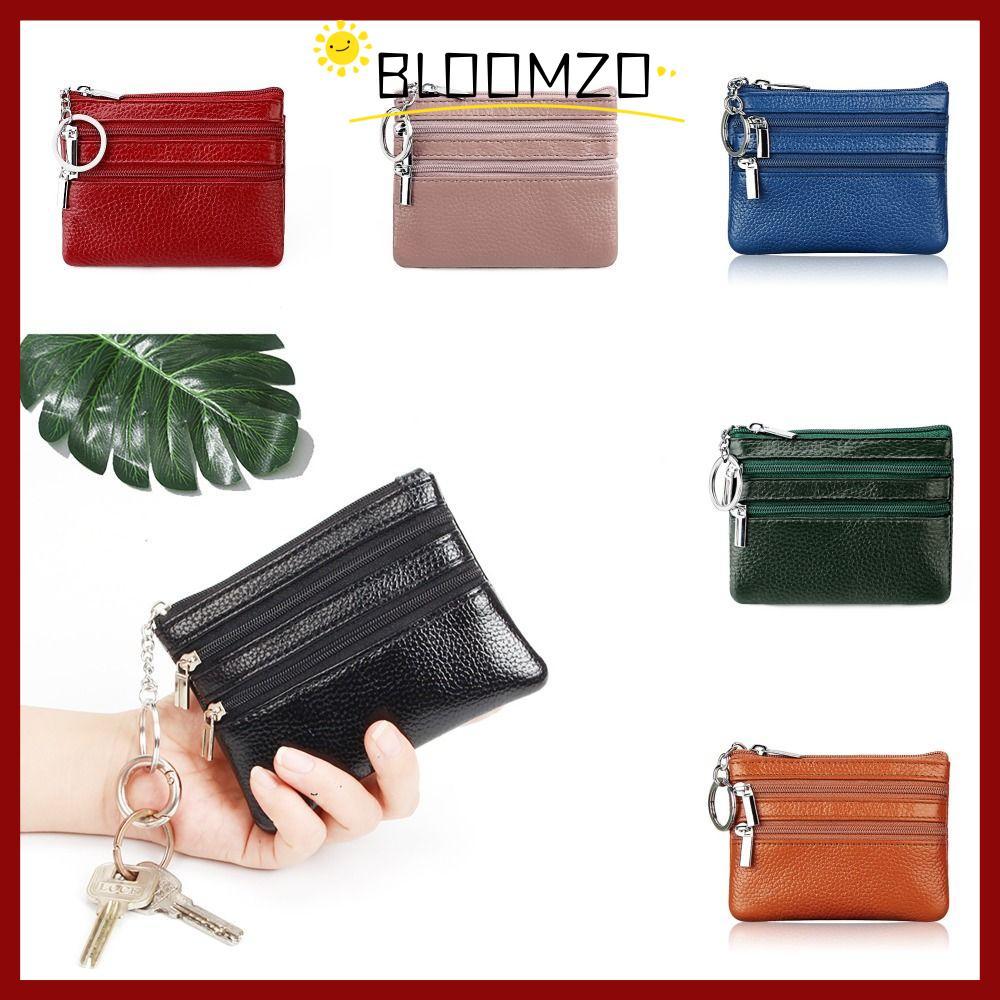 จัดส่งจากประเทศไทยBLOOMZO กระเป๋าใส่เหรียญเงิน,พร้อมแหวนกุญแจบัตรเครดิตกันน้ํา Holoder, 2023 PU หนังซิปสวมใส่กระเป๋าผู้หญิง