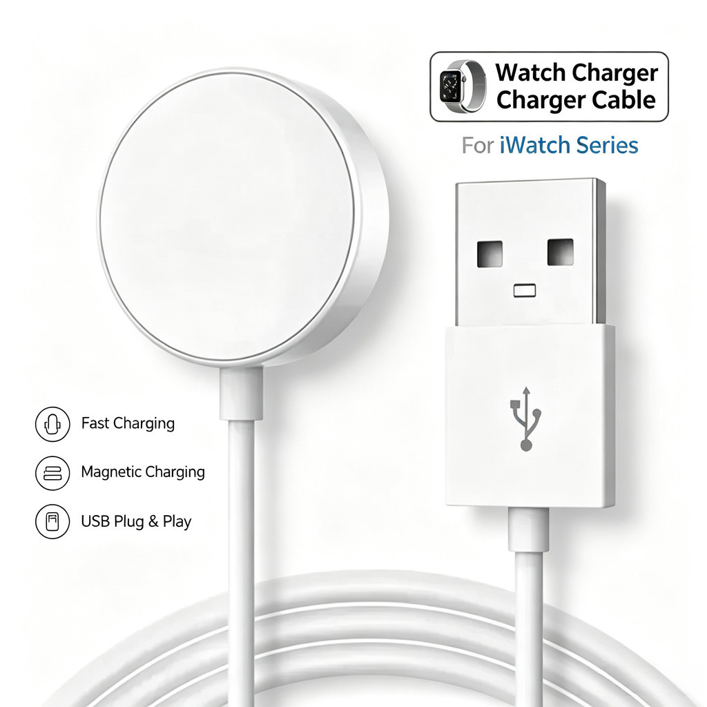 สายชาร์จแม่เหล็กไร้สาย USB สำหรับ Apple Watch Series 9 8 7 6 5 4 3 2 1 SE ที่ชาร์จนาฬิกา iWatch ชาร์จเร็ว อุปกรณ์เสริม