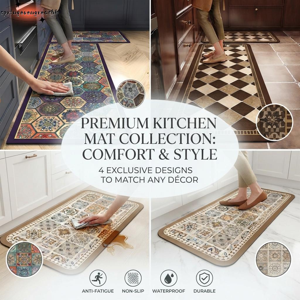 SPING Mandala Bohemian Non Slip Mat กันน้ําล้างทําความสะอาดได้พรมติดทนนานสําหรับห้องครัวพื้นที่รับปร