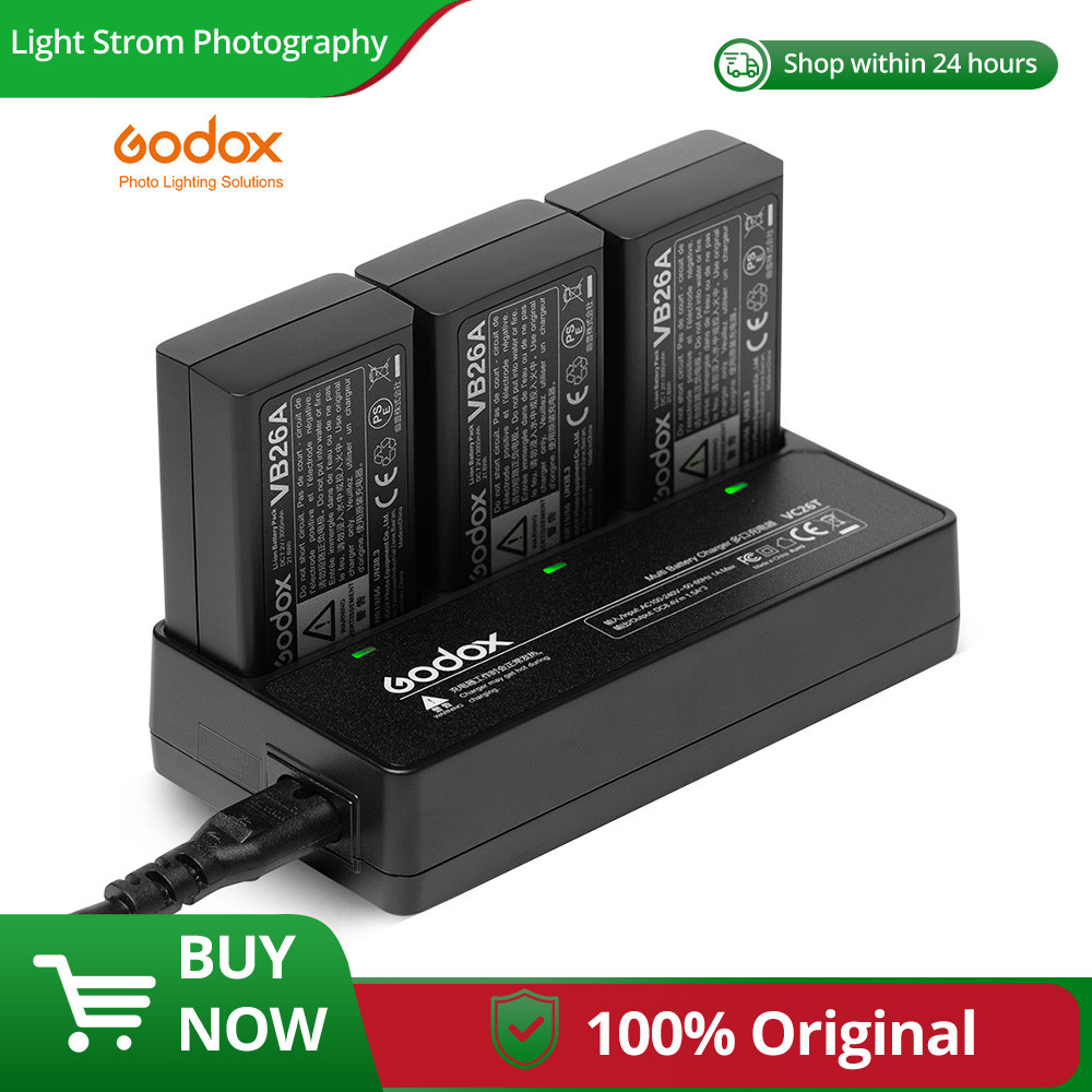 Godox Original VC26 สําหรับ V1 V860III V850III แฟลช Speedlite VB26 VB26A Charger เครื่องชาร์จแบตเตอร