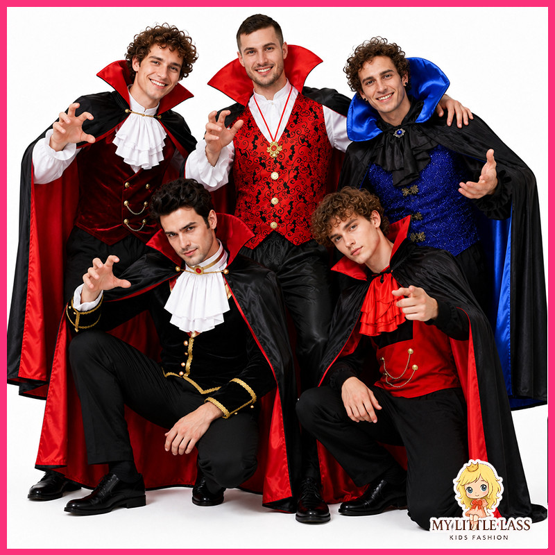 MYLITTLELASS Men Halloween Vampire Outfit Cool Gothic Vampire สําหรับผู้ใหญ่