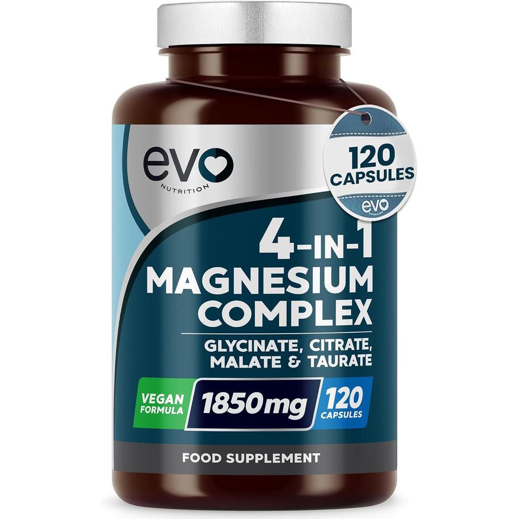 EVO Nutrition 4-in-1 Magnesium 1850mg, 389mg Elemental, 120 แคปซูล