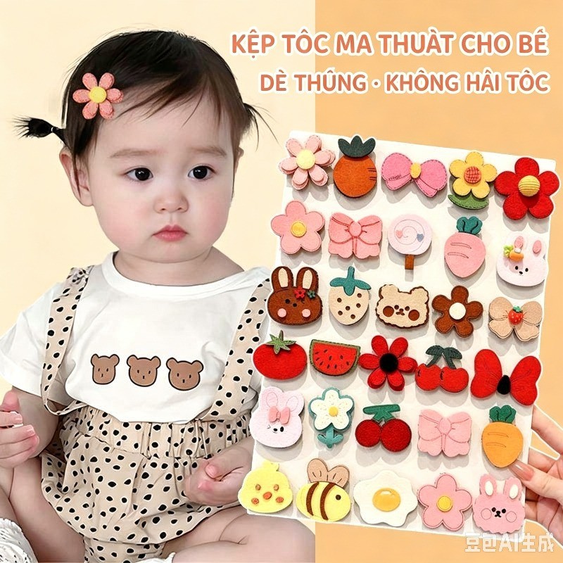 น่ารักการ์ตูน Magic Hair Patch กระต่ายกบผลไม้ดอกไม้รูปร่างผมหักผู้ถือสําหรับเด็กวัยหัดเดินหญิง Daily Decor