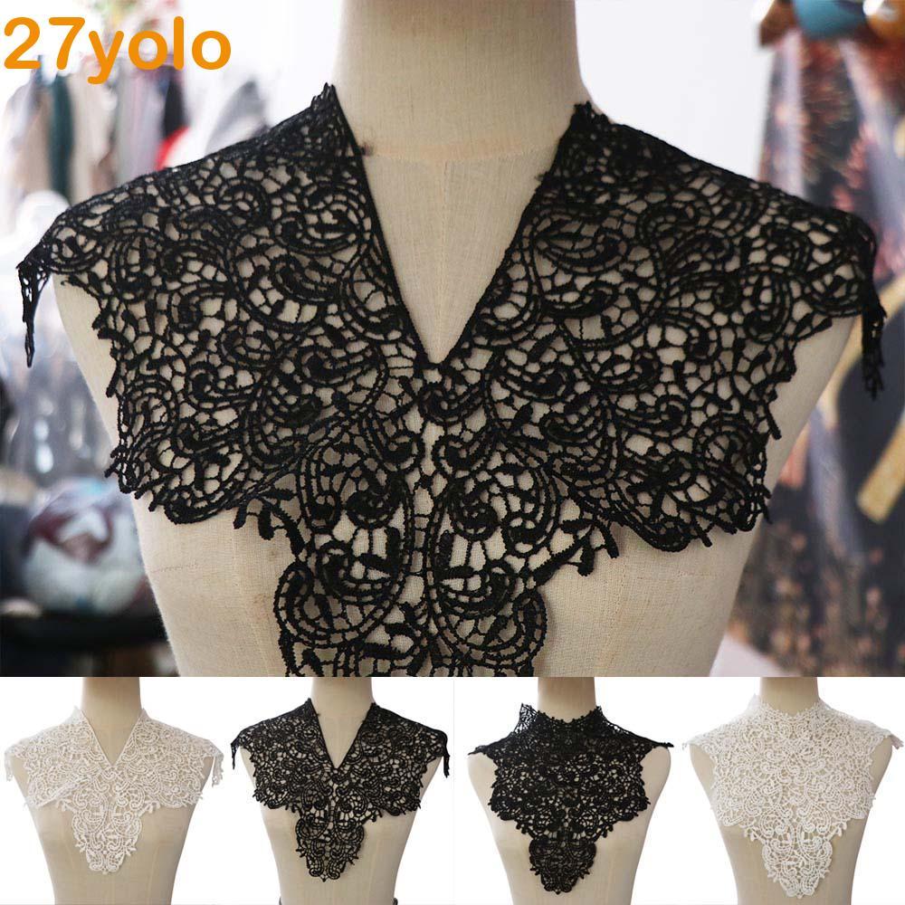 YOLO Hollow Neckline,ที่ถอดออกได้Hollow Lace Neckline,Elegant Collarbandผ้าปักผู้หญิงคอเย็บ