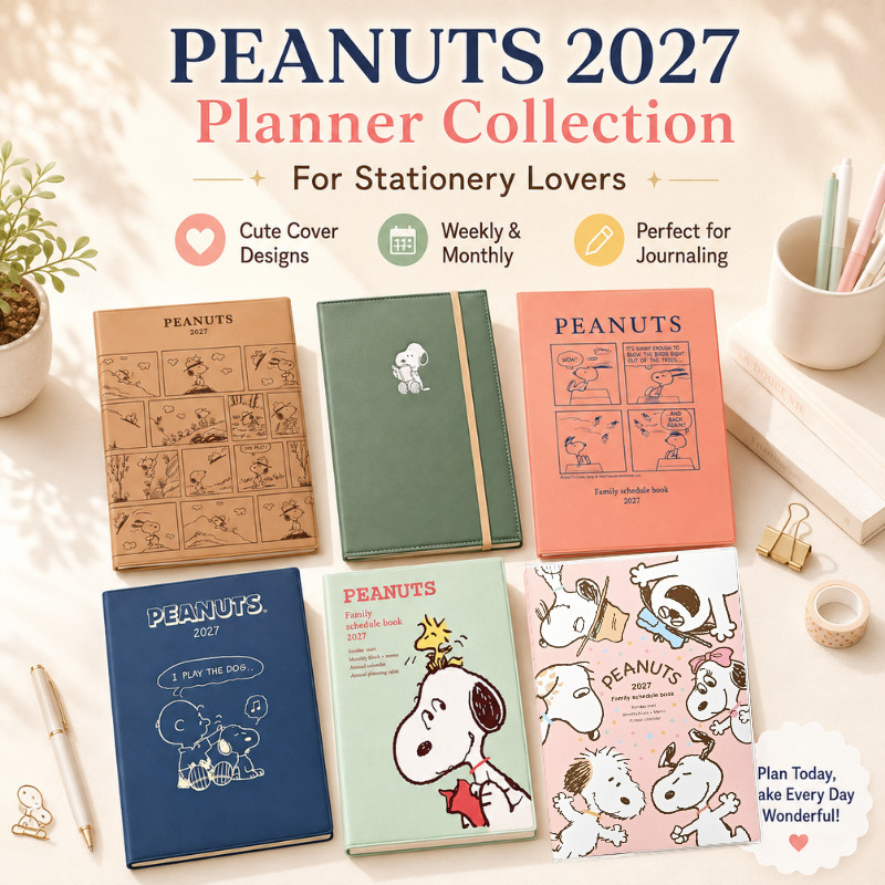 Kutsuwa PEANUTS Family B6 Monthly Planner 2027, December Start, Various Designs