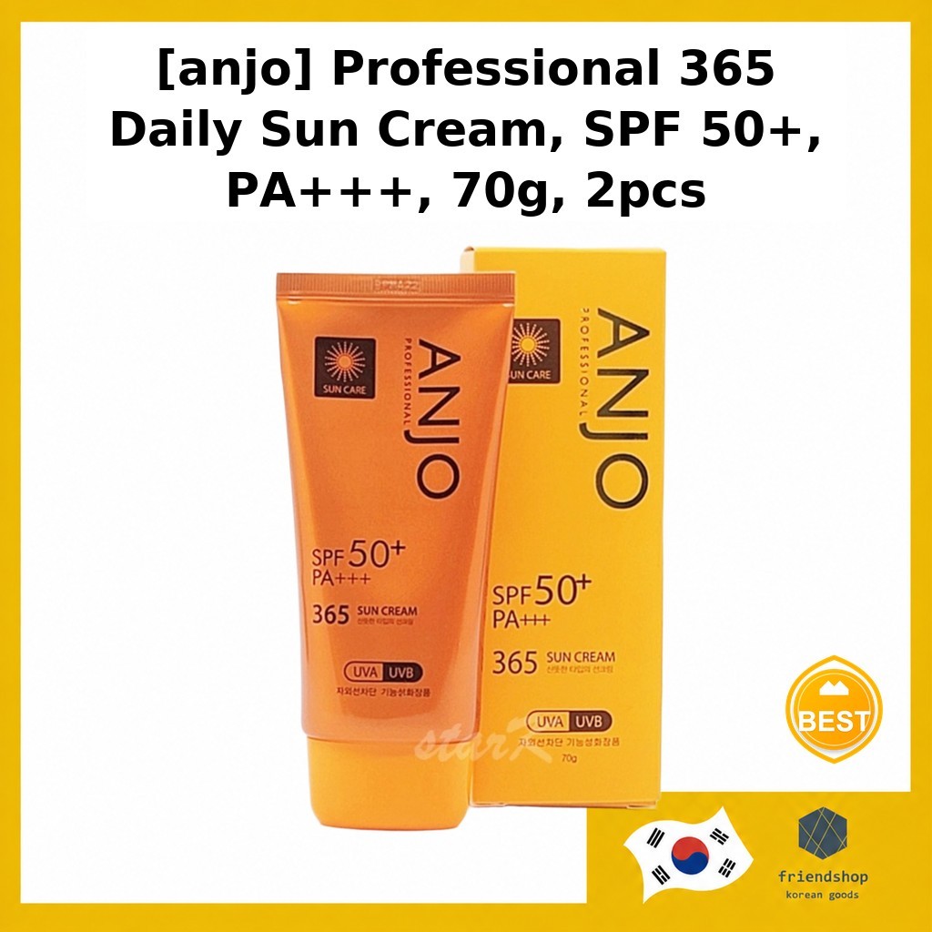 [anjo] Professional 365 Daily Sun Cream, SPF 50+, PA+++, 70g, 2pcs / Korean Sunscreen SPF50 by Huns 
