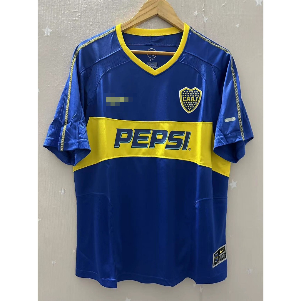 03-04 Boca Juniors RIQUELME Home Retro Soccer Jersey เสื้อยืดที่กําหนดเองเสื้อฟุตบอล