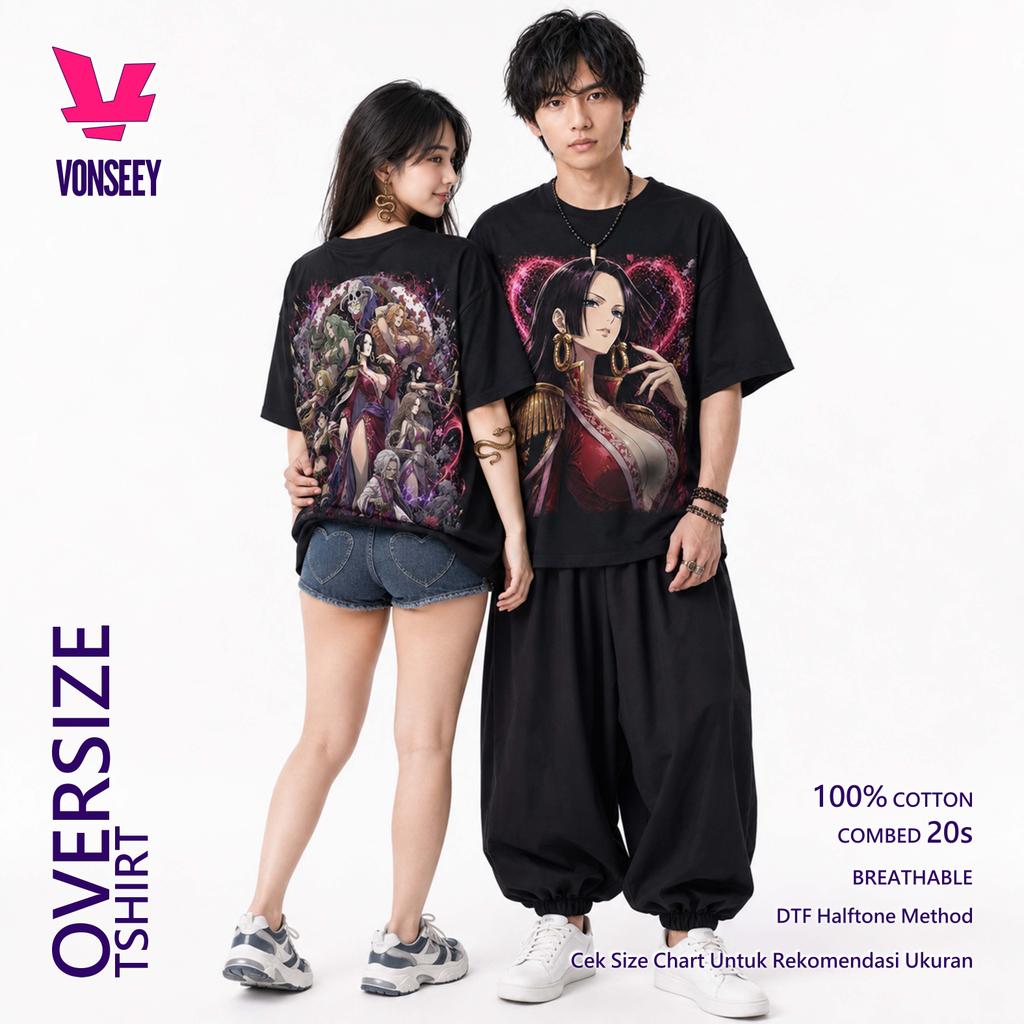 BOA HANCOCK KUJA PIRATES ONE PIECE VONY อะนิเมะมังงะเสื้อยืด Oversize Combed 20s DTF Halftone พรีเมี