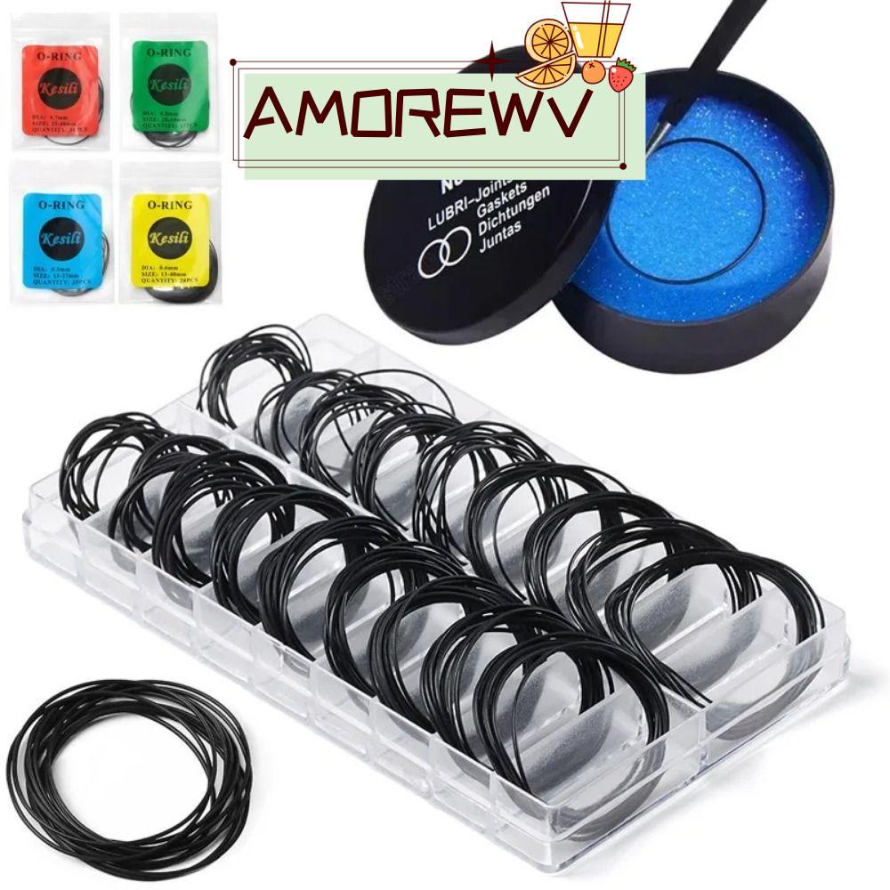 AMOR12WV 200 ชิ้น/เซ็ตนาฬิกากลับยาง, Boxed Repair เครื่องมือยาง O-Ring, ความหนา 0.5 มม./0.6 มม.กันน้