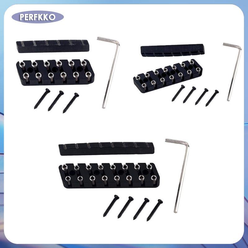 [perfkko] 6 String/ 7 String/ 8 String Headless Guitar Bridge & Slotted Nut Set