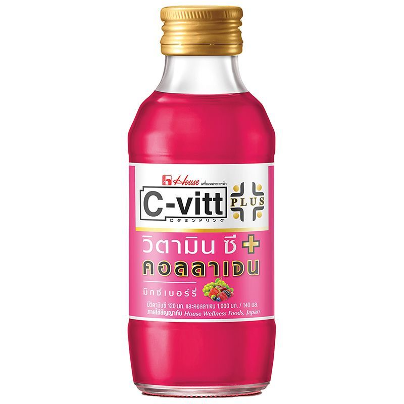 ซีวิทพลัสเครื่องดื่มวิตามินซีผสมคอลลาเจนรสมิกซ์เบอร์รี่ 140มล. C Vitt Plus Vitamin C and Collagen 140ml.