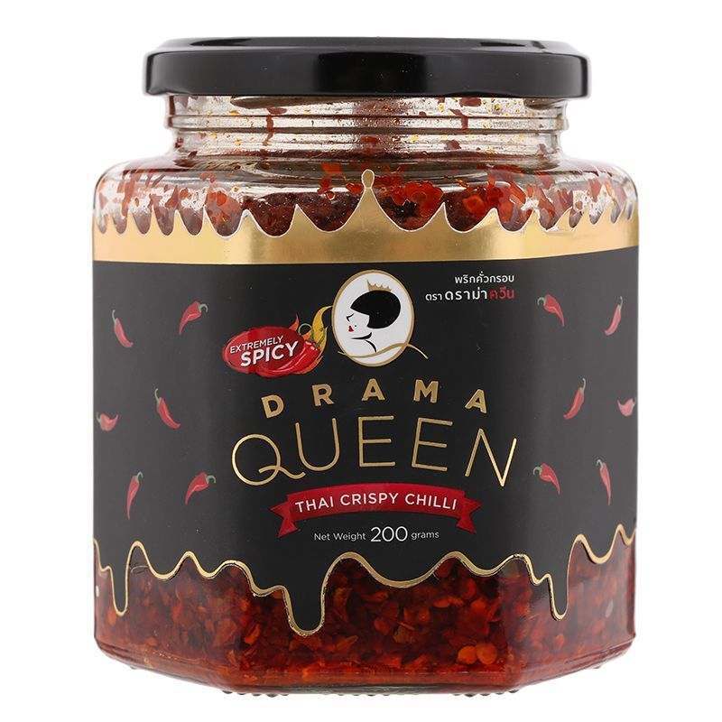 ดราม่าควีนพริกคั่วกรอบสูตรดั้งเดิม 200กรัม Drama Queen Thai Crispy Chilli Original Flavour 200g.