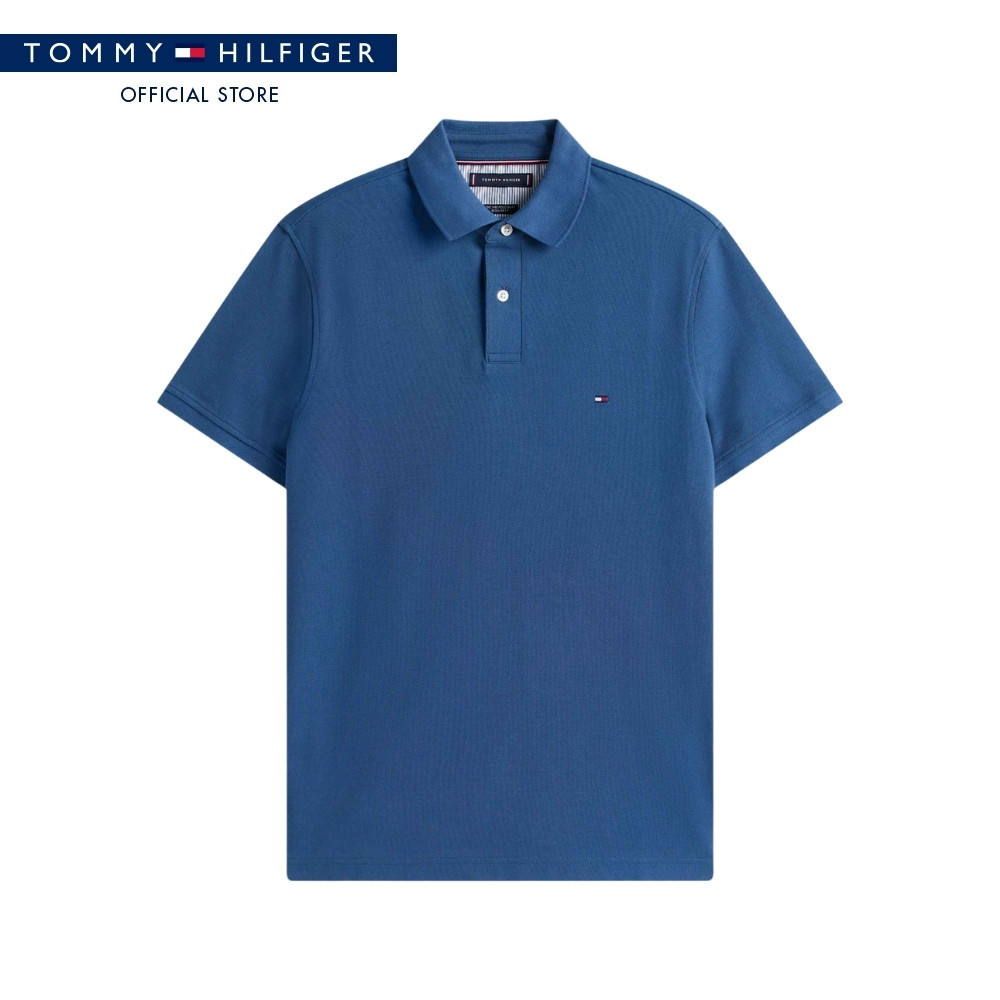 Tommy Hilfiger เสื้อโปโล ผู้ชาย รุ่น MW0MW32346 DBZ - สีน้ำเงิน ทรง Regular