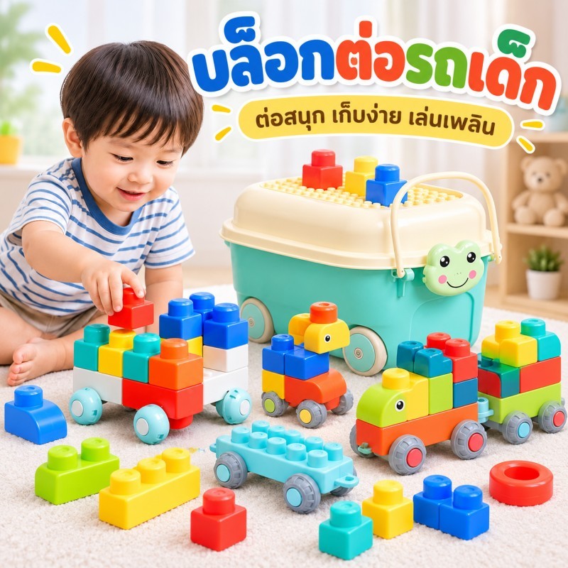 บล็อกตัวต่อเด็ก TPE นุ่ม อนุภาคใหญ่ ของเล่นเสริมพัฒนาการ ฝึกกล้ามเนื้อมัดเล็ก จินตนาการ 50PCS
