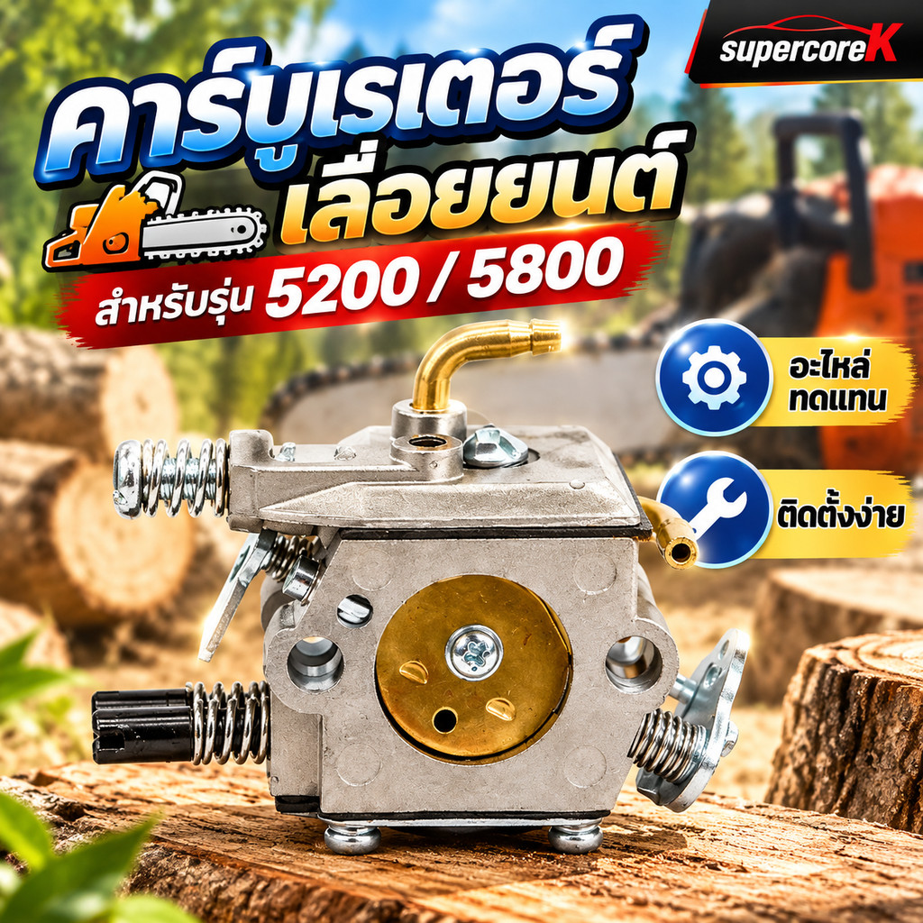 คาบูเลื่อยยนต์ คาบู เลื่อยยนต์ 5200/5800 แท้ สำหรับเครื่องเลื่อยยนต์ 5200 5800 อะไหล่เลื่อยยนต์ ตรงรุ่น ราคาถูกมาก