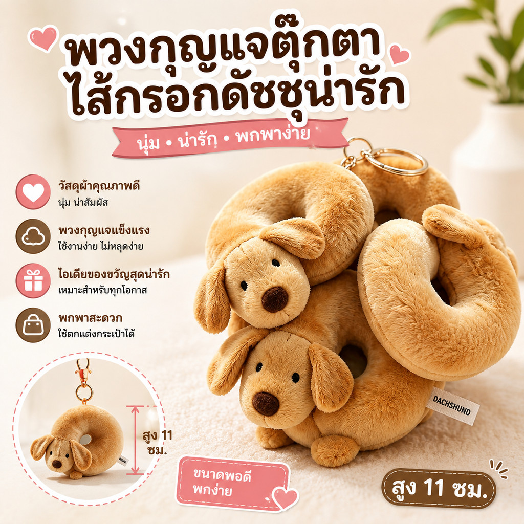 พวงกุญแจตุ๊กตาดัชชุนน่ารัก,ร่างกายยาวผูกตุ๊กตากระเป๋าจี้อุปกรณ์เสริม,สร้างสรรค์กระเป๋าเป้สะพายหลังจี้ของขวัญ