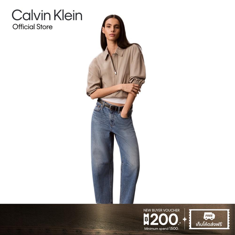 CALVIN KLEIN กางเกงยีนส์ผู้หญิง ทรงบาร์เรล Cropped Barrel Jeans รุ่น 47G748G YRE-สีฟ้า