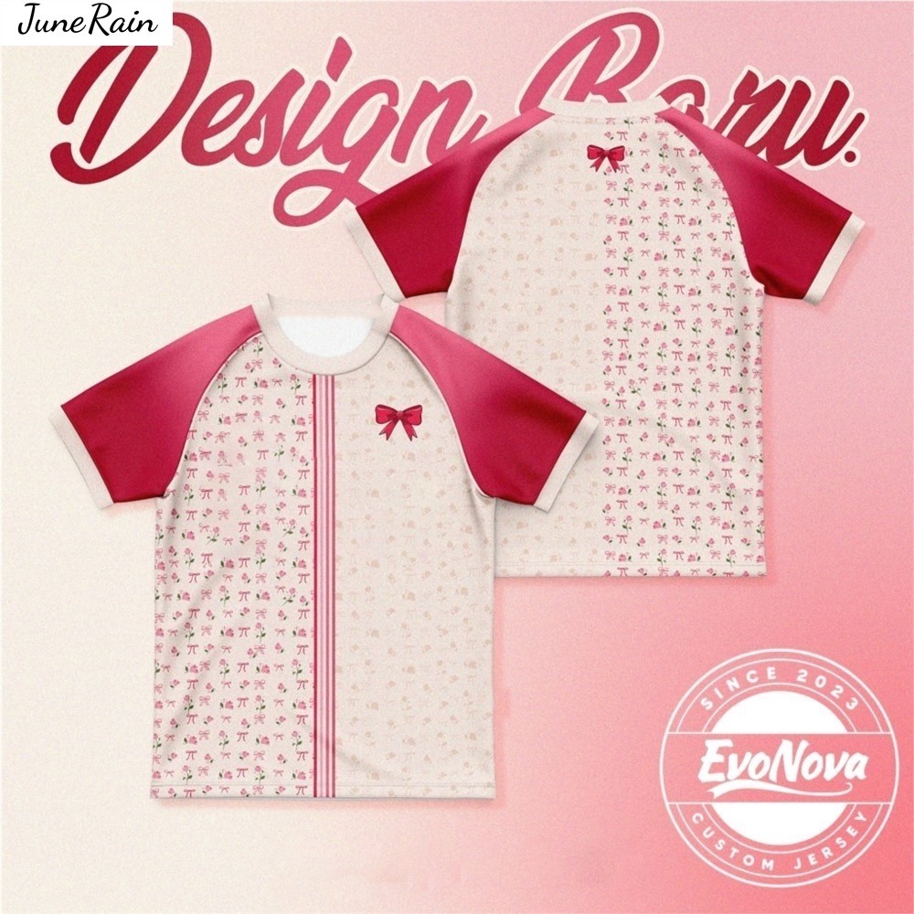 [ COQUETTE RIBBON ] Jersey coquette ชื่อที่กําหนดเองไมโครไฟเบอร์ Jersey T เสื้อแขนสั้นกีฬา Retro Col