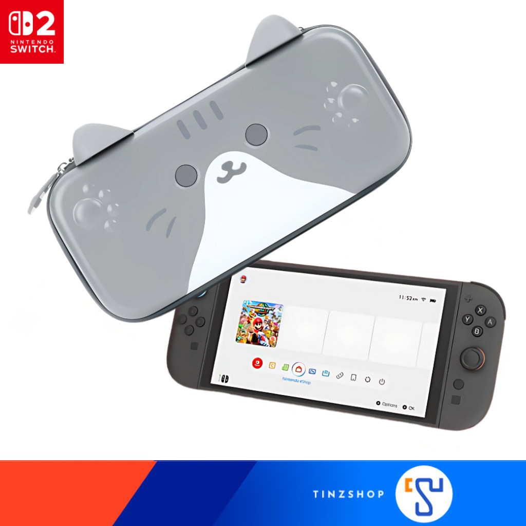 [Switch2] Tinzshop Nintendo Switch 2 GeekShare Cat Ears Carrying Case for Nintendo Switch 2 – สีเทา (Gray Color)
