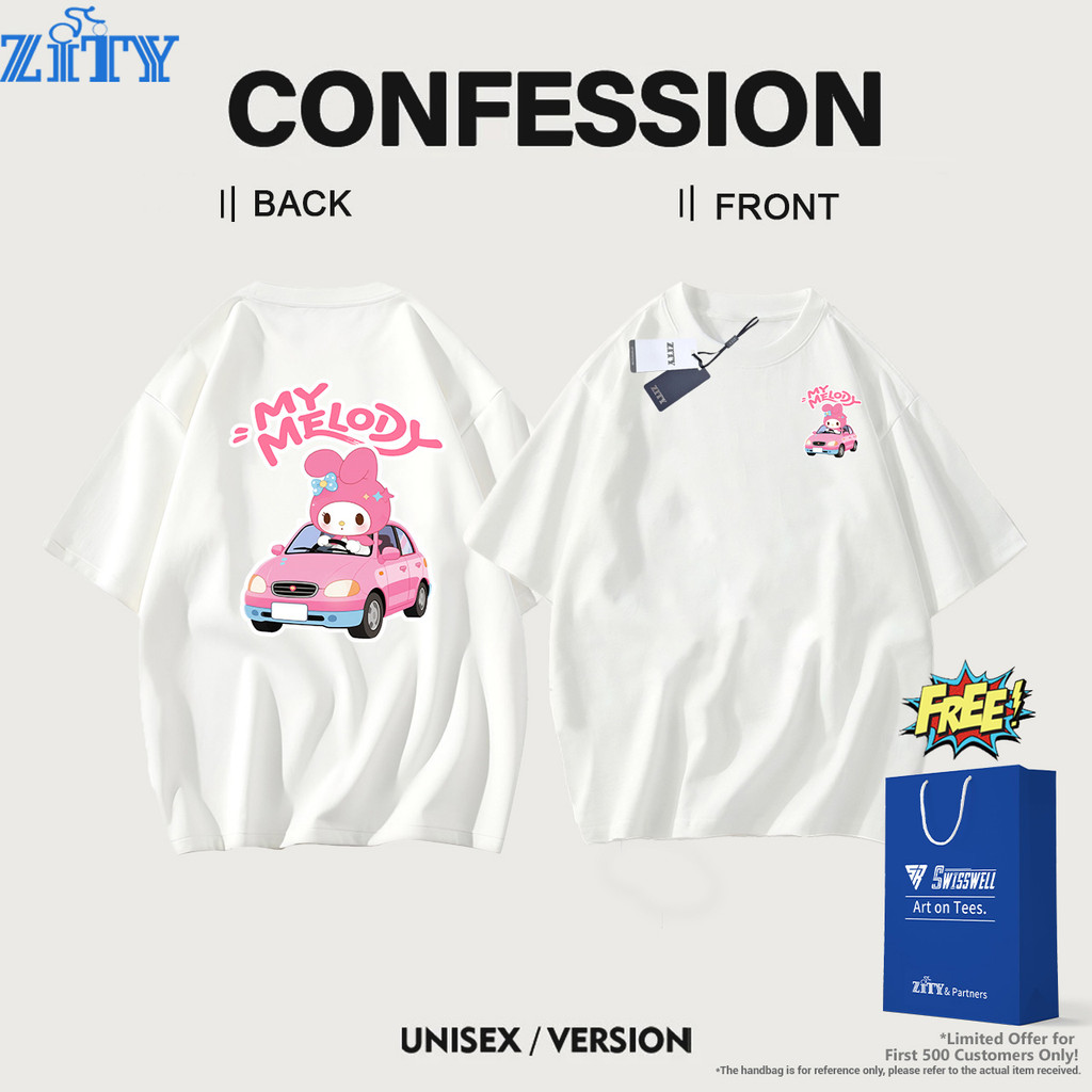 zity T-Shirt เสื้อยืดคอตตอน100% ดีไซน์ลาย Melody สุดคิ้วท์ สไตล์ Unisex ไซส์ใหญ่ คอกลมสไตล์มินิมอล ใส่ได้ทั้งผู้ชายและผู้หญิง ผ้าบางเบาเย็นสบาย 🌟