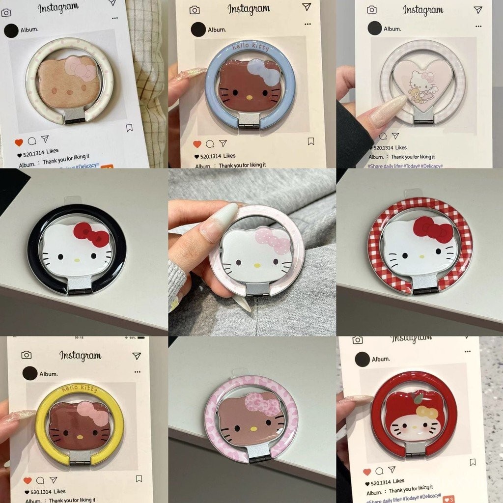 การ์ตูนการ์ตูน KT Cat เหมาะสําหรับ MagSafe Magnetic Heart Bracket แหวนหัวเข็มขัด Super Absorption Desktop Retractable สไตล์ใหม่