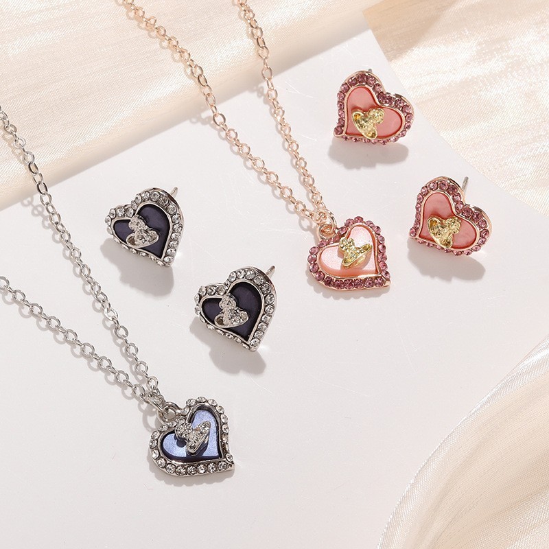 0913-YWGM-YL Vivian Planet NANA สไตล์เดียวกันดาวเสาร์หัวใจขนาดเล็ก Mother-of-Pearl สร้อยคอผู้หญิงหรู