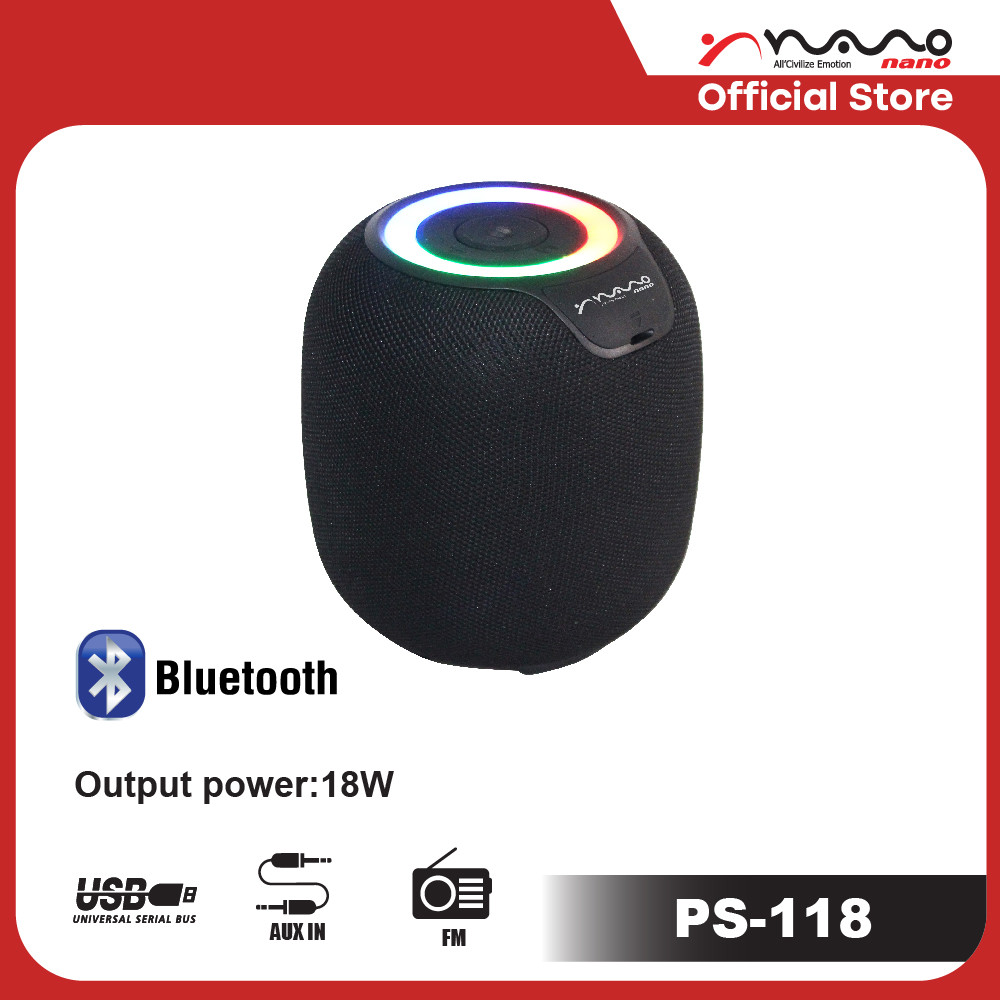 NANO ลำโพงบลูทูธ พกพาสะดวก กันน้ำกันฝุ่น เสียงเบสแน่น รุ่น PS-118