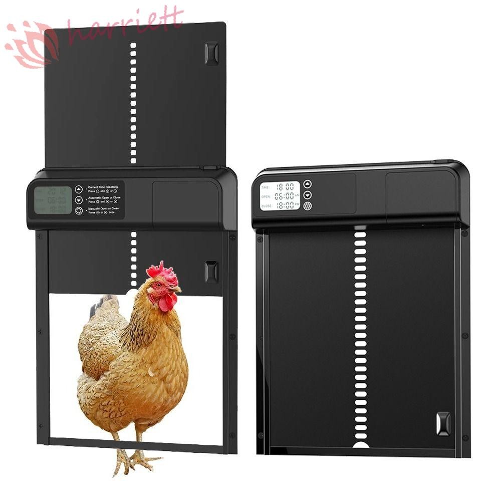 HARRIETT ประตูไก่ Coop, ประตูไก่ไฟฟ้าหลายโหมดอัตโนมัติ, ระบบควบคุมตัวจับเวลาที่ปลอดภัยแบตเตอรี่ดําเนินการ Anti-Pinch อัตโนมัติไก่เปิดประตู House