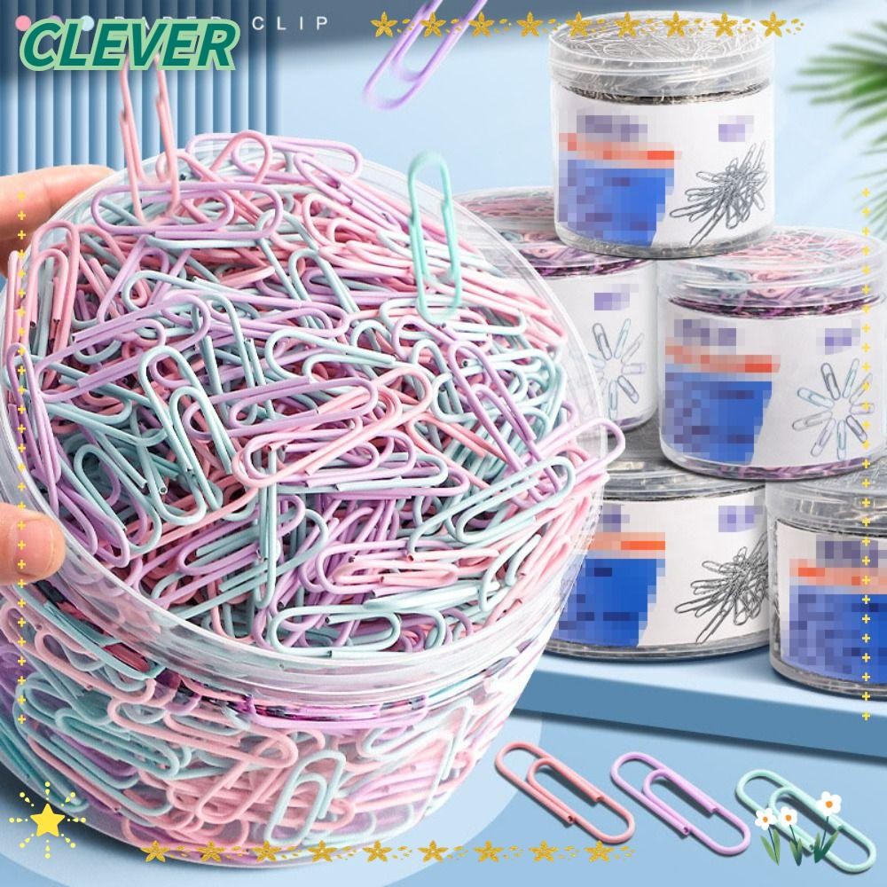 CLEVER คลิปหนีบกระดา 160/500PCS ชิ้นในกล่อง Morandi คลิปหนีบกระดาษโลหะ การจัดระเบียบเอกสาร แบบ