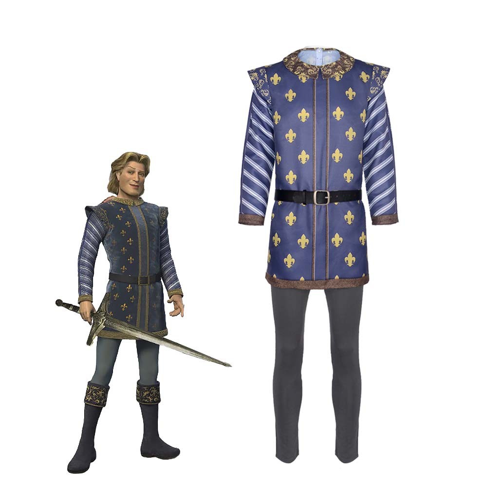 Shrek Cos เสื้อผ้า HRH Prince Charles คอสเพลย์ฮาโลวีนเครื่องแต่งกายประสิทธิภาพ