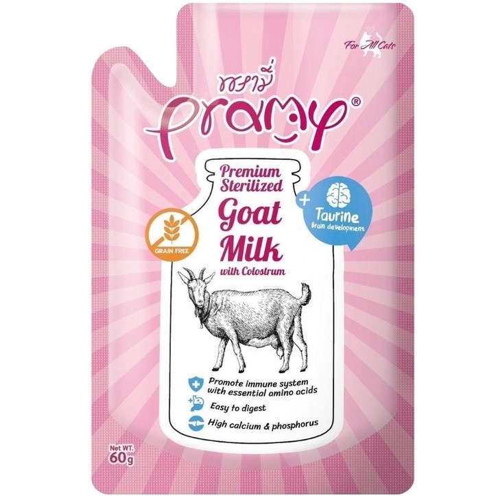 Pramy พรามี่ นมแพะสเตอริไลส์สำหรับสัตว์เลี้ยง นมแพะเกรนฟรี ย่อยง่าย เหมาะกับลูกแมว ขนาด 60g - รูปที่ 4