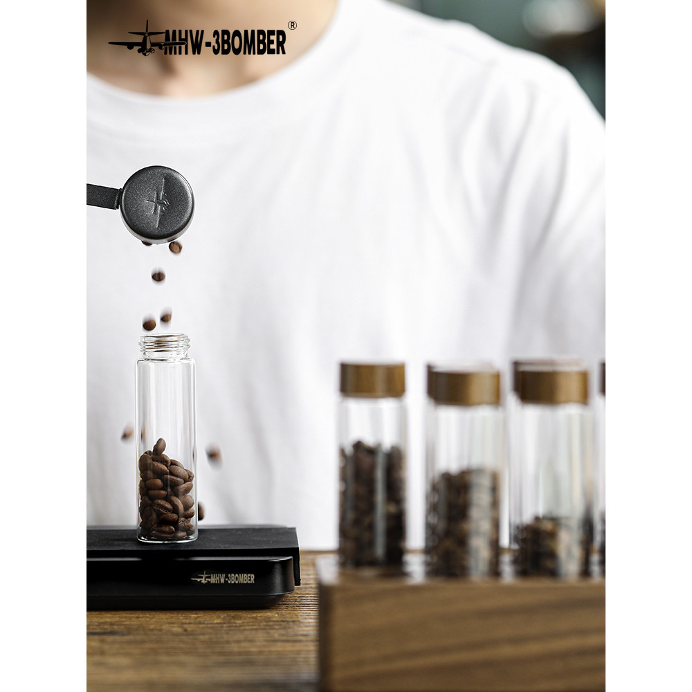 MHW-3BOMBER Bomber Design Coffee Bean Test Tube Rack ดอกไม้ผลไม้ชาไม้ที่นั่ง Glass Display Rack